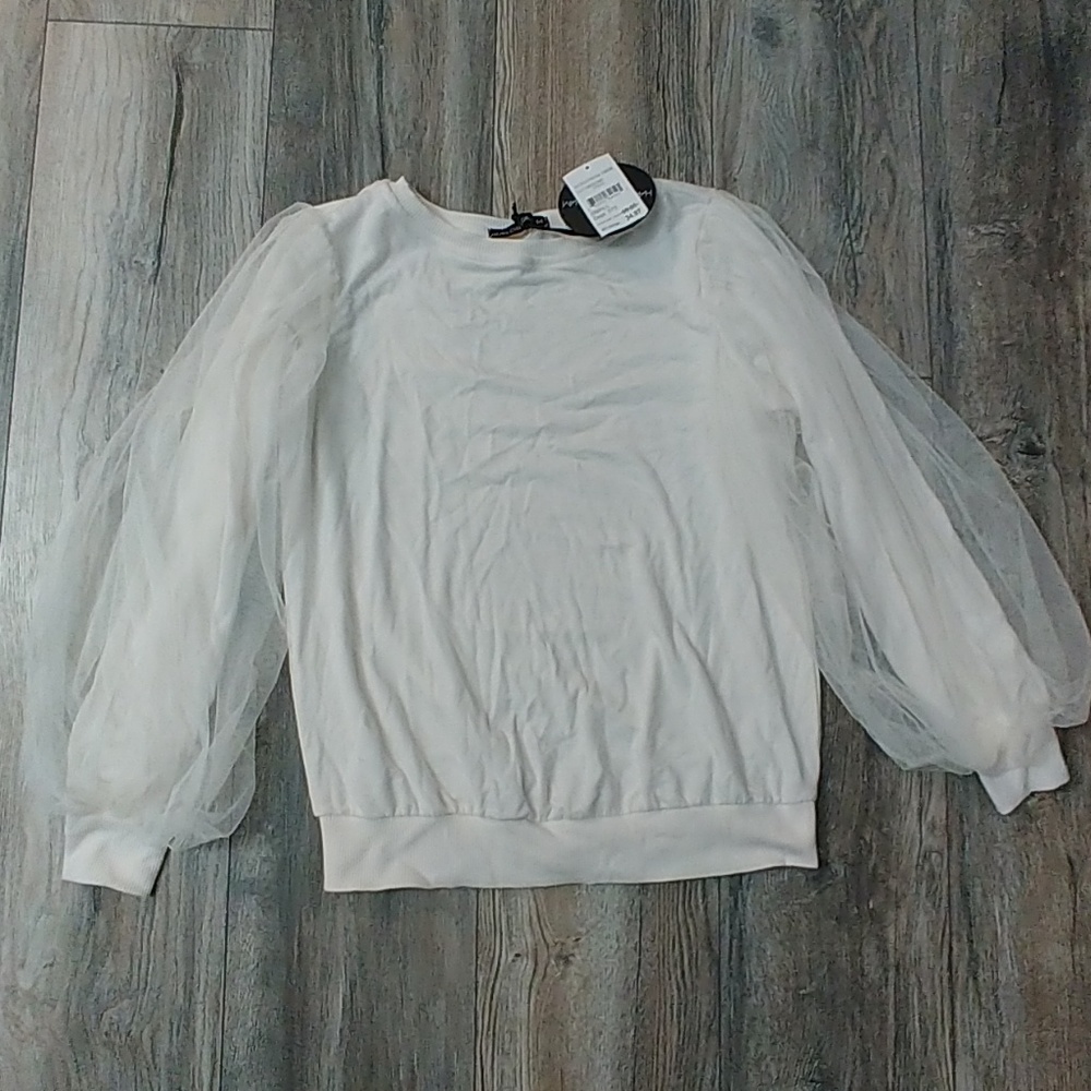 Harlowe and Graham Netted Sleeve Top NWT S